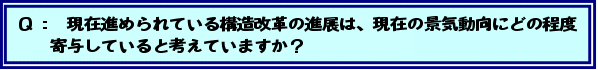 Q:現在進められている構造改革の進展は、現在の景気動向にどの程度寄与していると考えていますか?